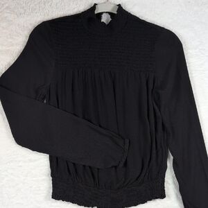 284-Twik Black Smocked Blouse‎